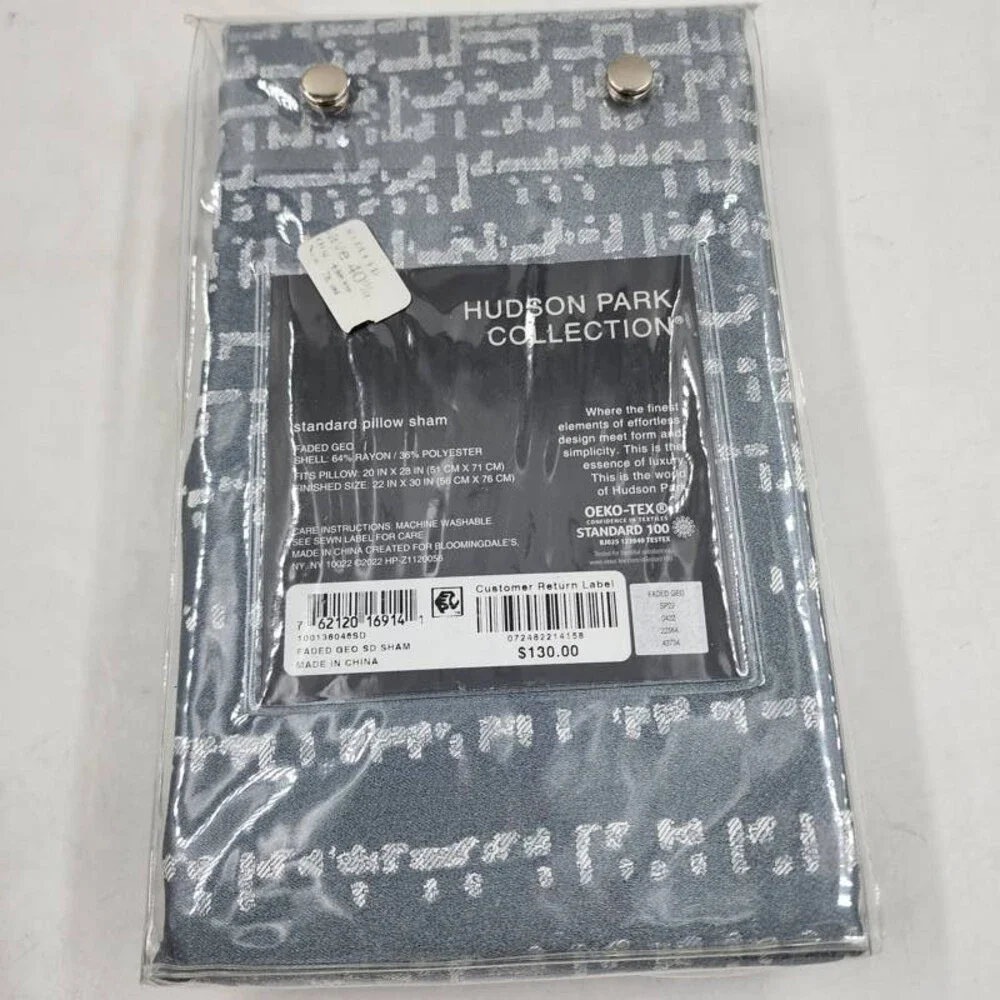Hudson Park Collection Rayon-Blend Faded Geometric Sham Standard Slate
